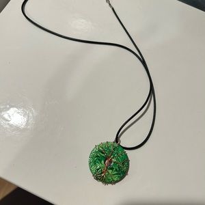 Handmade painted washer and copper wire necklace
